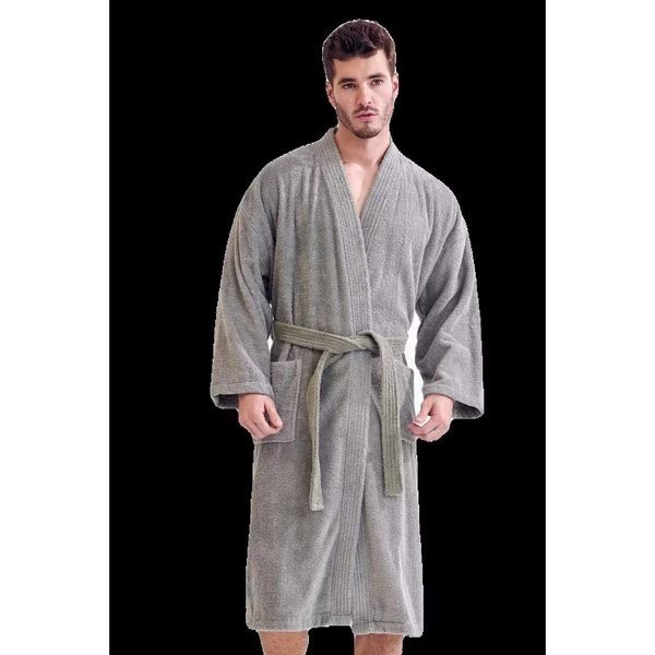 Unisex Men's Terry Gray Bathrobe One Size, Towelsoft, Mfr#: RM-MEN-TRY-SLV-OS